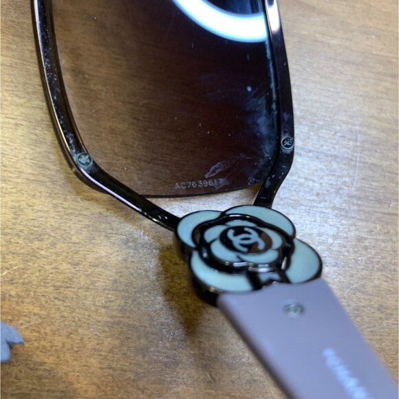 Chanel Bronze Tone/Brown Gradient 4164-B Camelia Shield Sunglasses w/ Case - Picture 17 of 17